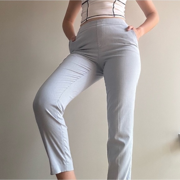 UNIQLO SMART ANKLE PANTS STRIPE WIHTE & LIGHT BLUE - S - Picture 3 of 14